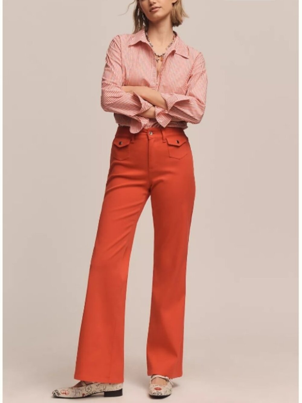 NWT Anthropologie Sanctuary Skipper High-Rise Wide-Leg Pants Color Tulip